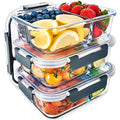 Igluu Glass Meal Prep Containers - 3 Pack 3 Compartment 980ml Oven Safe