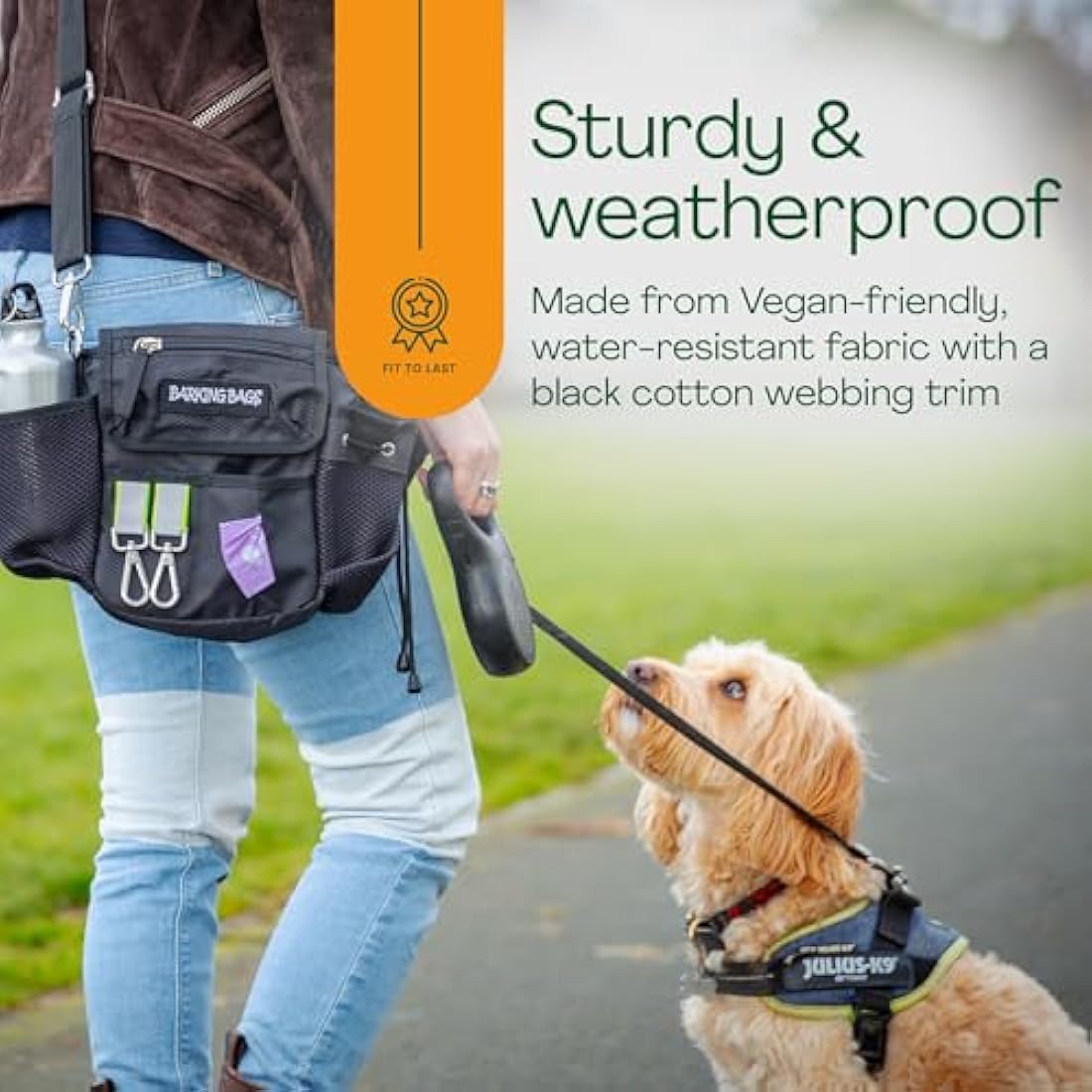 Barking Bags Original Dog Walking Bag – Waterproof Treat & Poop Bag Pouch