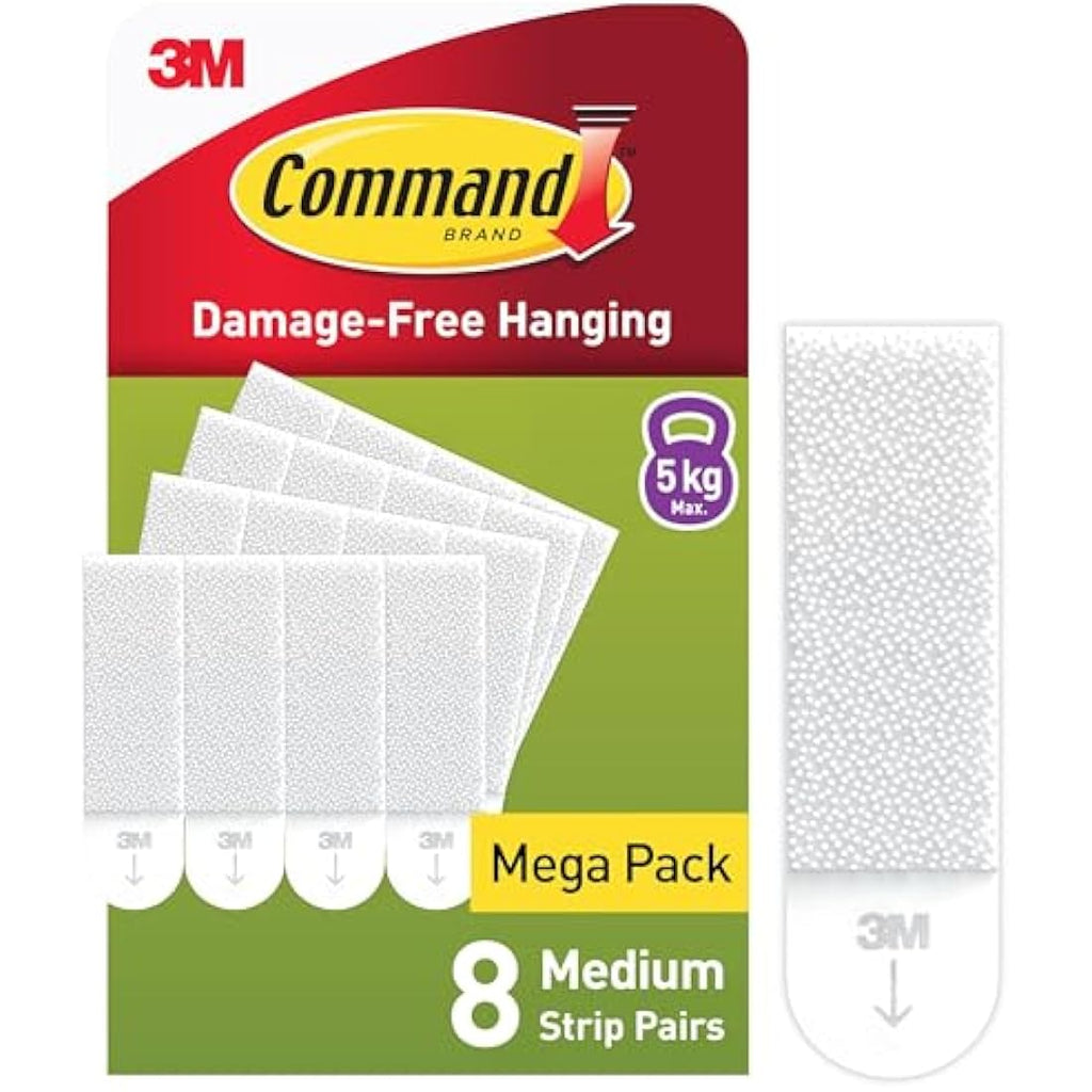 Command Medium Picture Hanging Strips | White Adhesive Strips, 8 Pairs