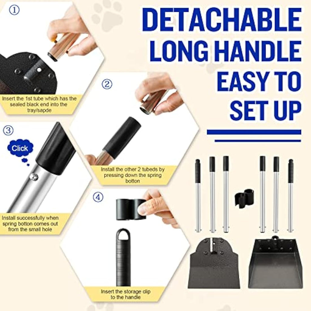 Snagle Paw Heavy Duty Dog Poop Scooper – Large Metal Tray and Spade