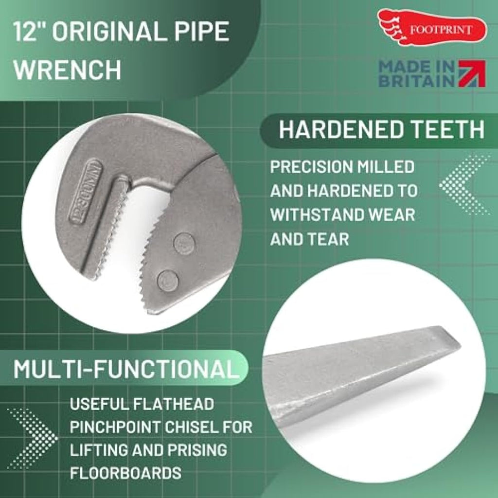 Footprint 698w Pipe Wrench 12-Inch | Sheffield Steel Plumbing Tool