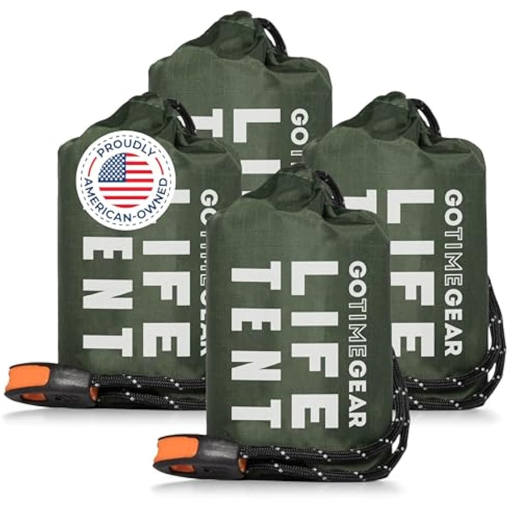 Go Time Gear Life Tent | 2-Person Mylar Emergency Shelter with Whistle