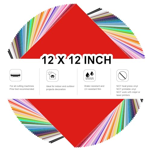 TECKWRAP Permanent Adhesive Vinyl Sheets - 50 Pack 48 Assorted Colors