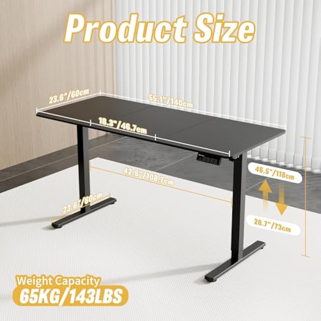 ERGOMAKER Electric Standing Desk – 55" Height Adjustable Sit Stand Desk