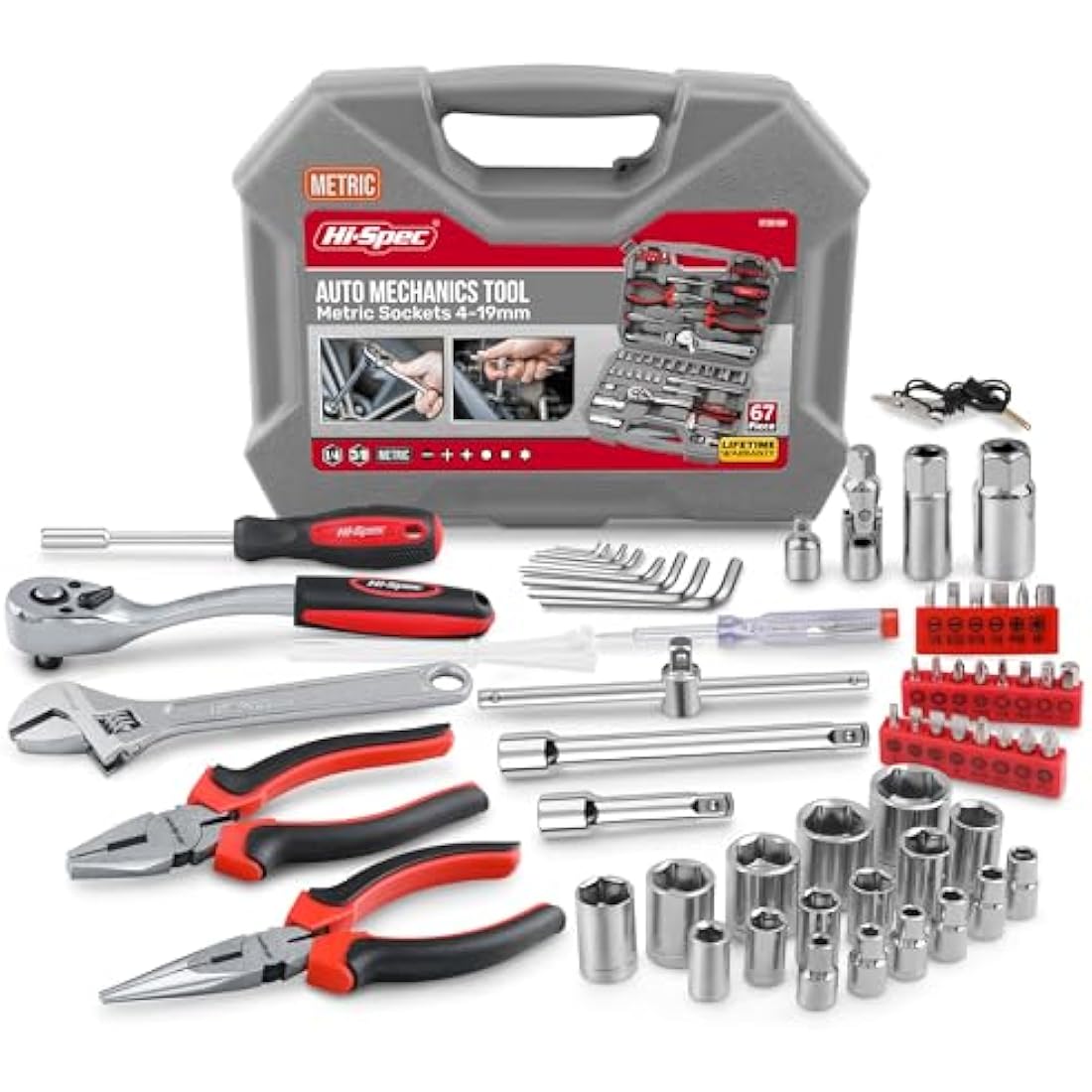 Hi-Spec 67pc Car Repair Tool Kit | Mechanics Socket Set with Toolbox