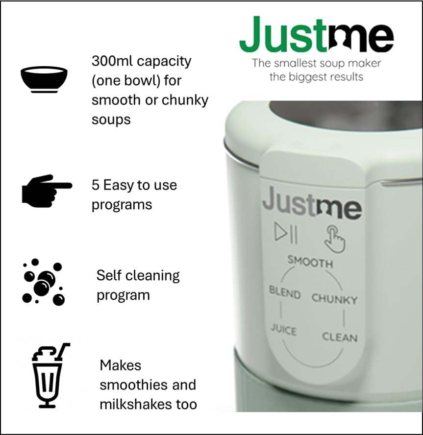 JustMe Single Serve Soup Maker & Smoothie Blender – Sage Green