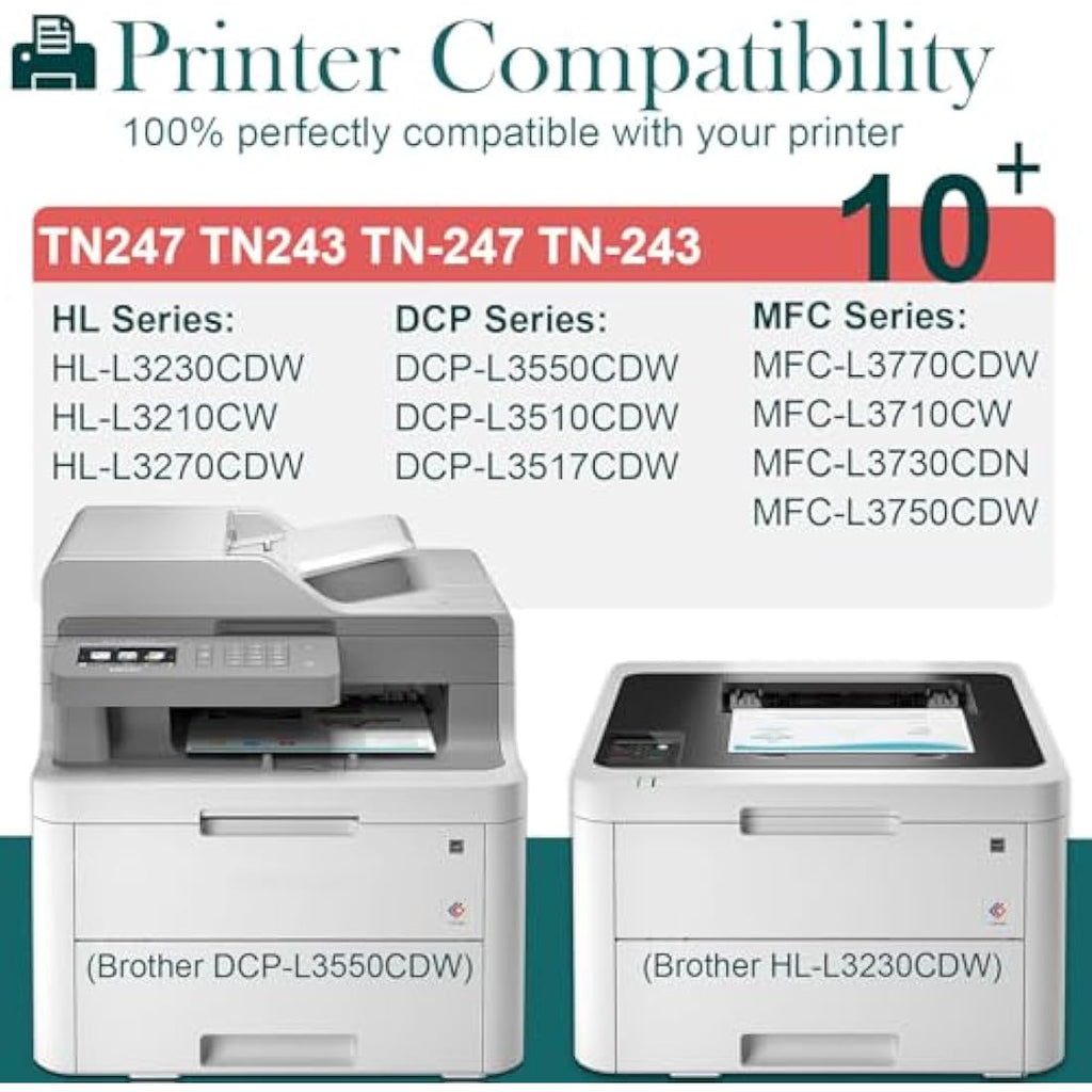 HenceBuy TN-243 TN-247 Compatible Toner Multipack for Brother DCP-L3550CDW