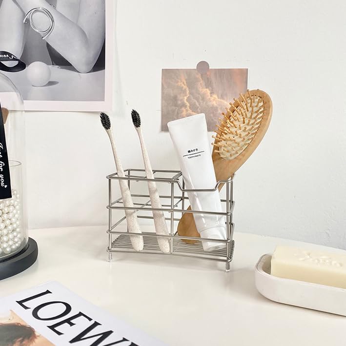Electric toothbrush holder, stainless steel bathroom storage rack, drain storage rack Silvery - image 4