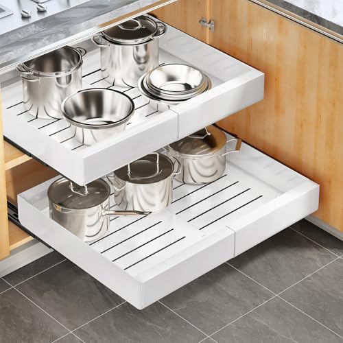 Kitstorack Pull Out Cabinet Organizer | Extendable Metal Sliding Drawer