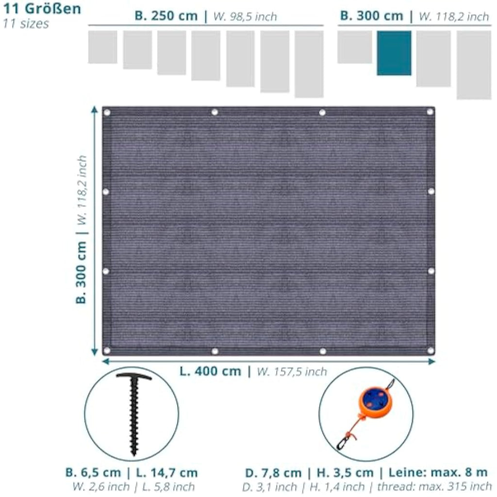Valuents Awning Carpet – Blue/Grey HDPE Camping Rug with T-Pegs & Bag