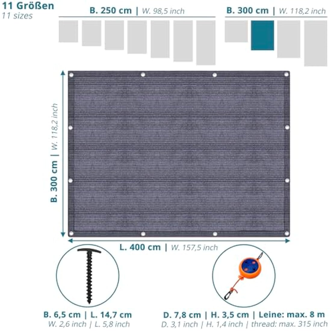 Valuents Awning Carpet – Blue/Grey HDPE Camping Rug with T-Pegs & Bag
