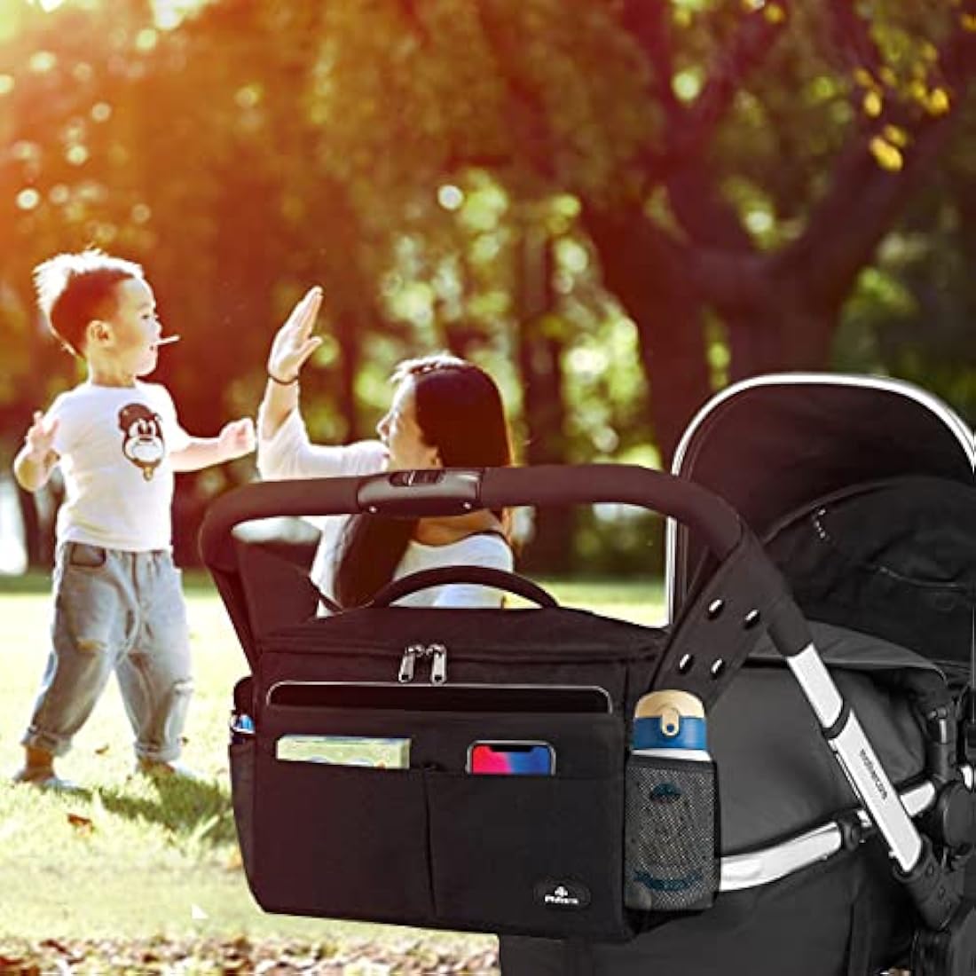 Philorn Universal Pram Organiser Bag with Insulated Cup Holders