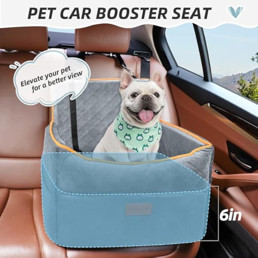 HEGGCOOE Memory Foam Dog Car Seat – Washable Booster Seat for Dogs to 35lbs