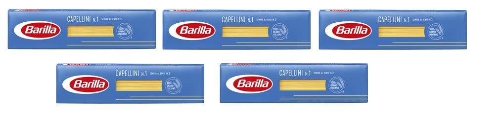 Barilla Capellini No. 1 Italian Pasta - 500g Semolina Spaghetti (5 Pack)