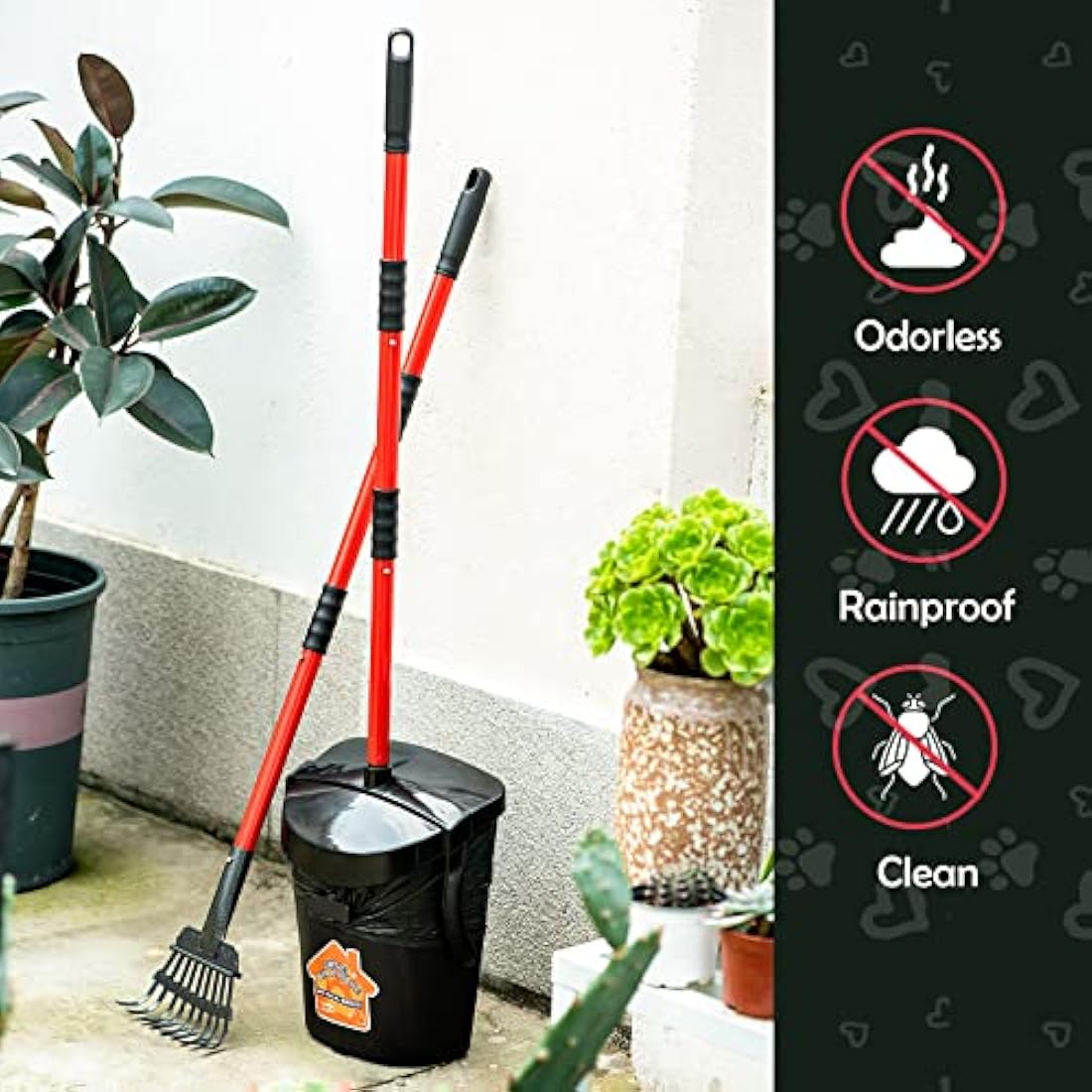 Pooper Scooper – Large Swivel Bin and Rake with 36" Handle