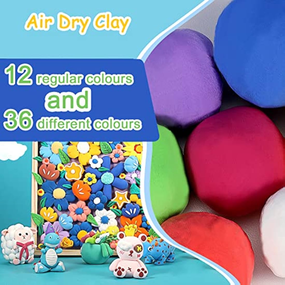 QMAY Air Dry Clay - 48 Colors Non-Toxic Modeling Clay Kit for Kids