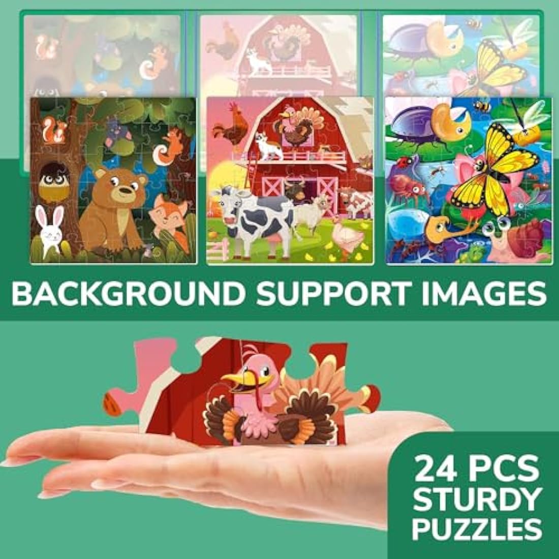 QUOKKA Magnetic Farm Animal Puzzles | 36pc Travel Toy for Kids Ages 3-5