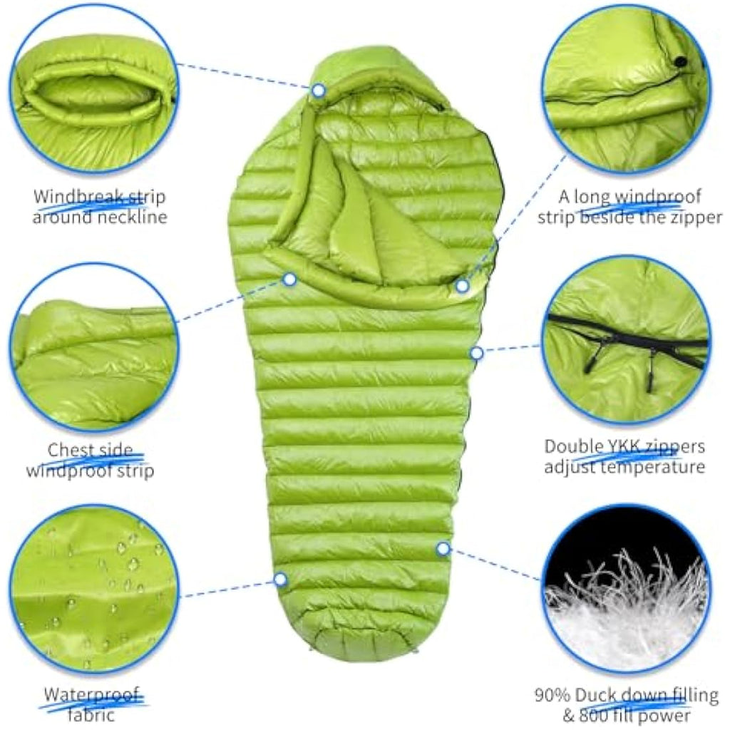 NewDoar Ultralight 800FP Duck Down Sleeping Bag | Waterproof & Portable