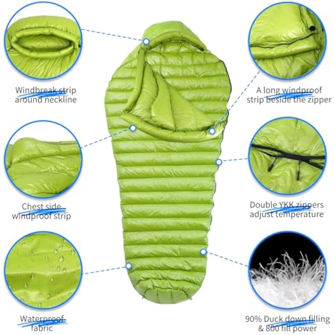 NewDoar Ultralight 800FP Duck Down Sleeping Bag | Waterproof & Portable