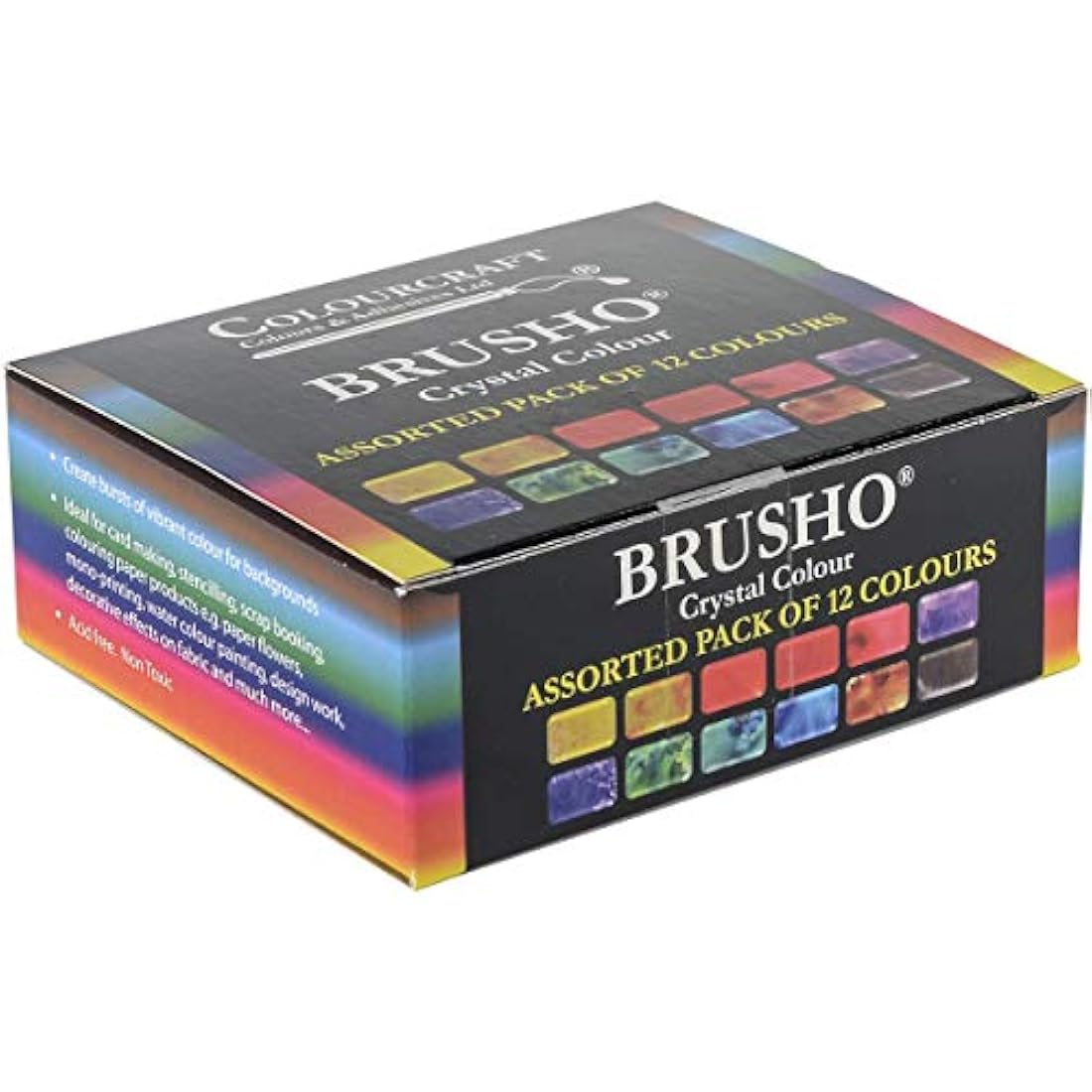 Brusho Crystal Colour Powder - Assorted 12 Pack - Non-Toxic Art Paint