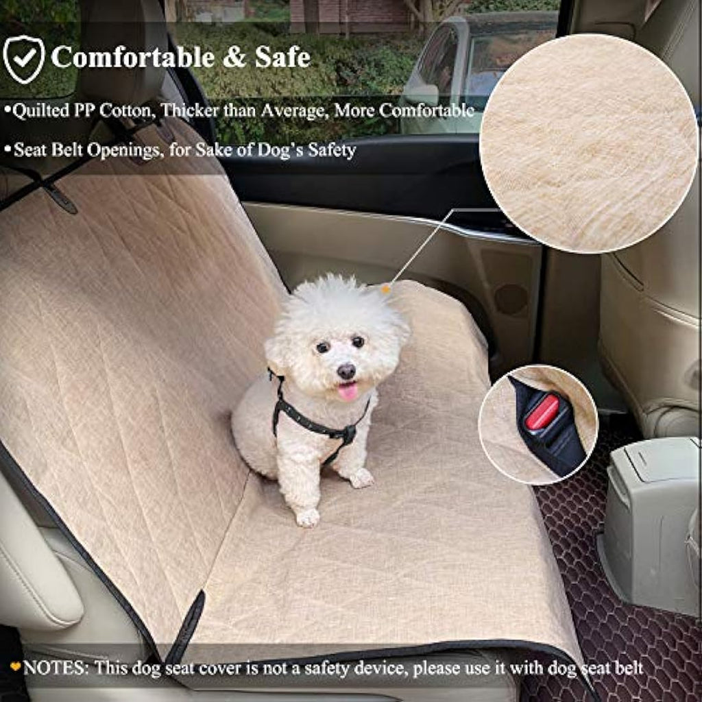 Vivaglory Dog Backseat Cover | Anti-Slip Waterproof Bench Protector, Khaki