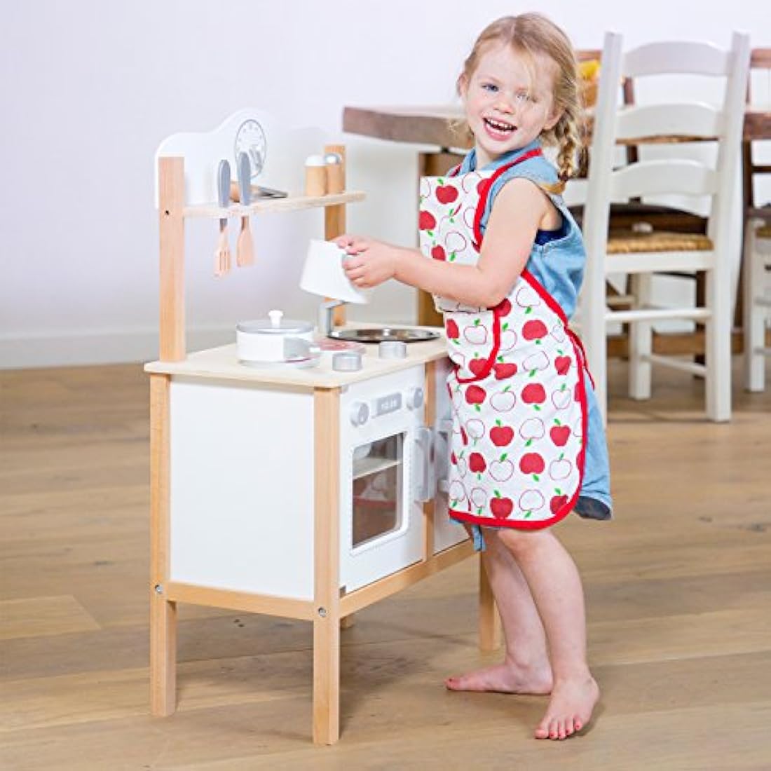 New Classic Toys Wooden Pretend Play Kitchen Set with Accessories