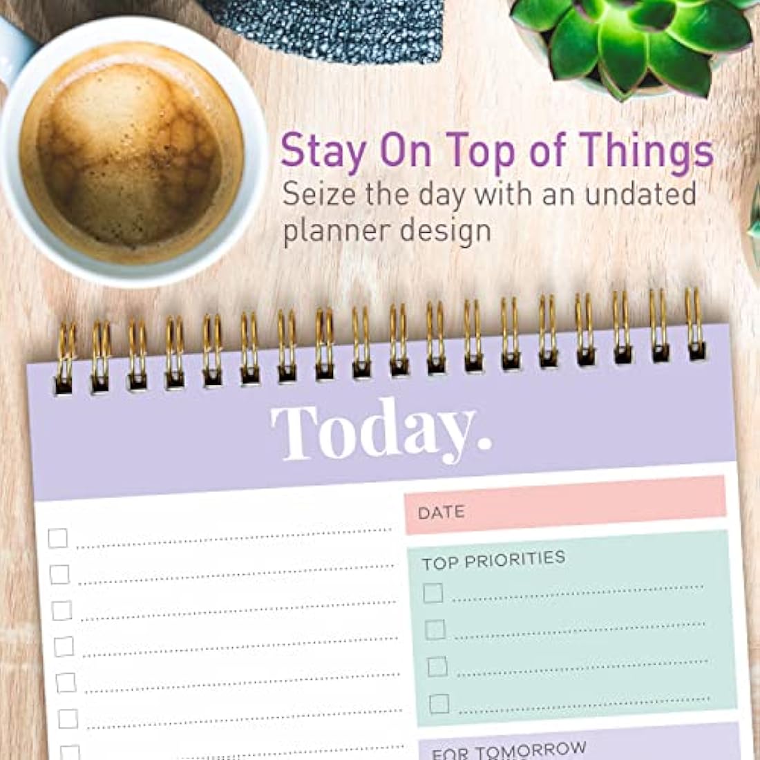 Sweetzer & Orange Undated Daily Planner - 52 Page Coiled Notepad, Mauve