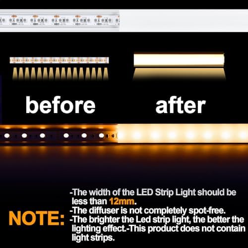 Angdarun V-Shape LED Aluminum Profile | 12-Pack 1M Channels with Diffuser