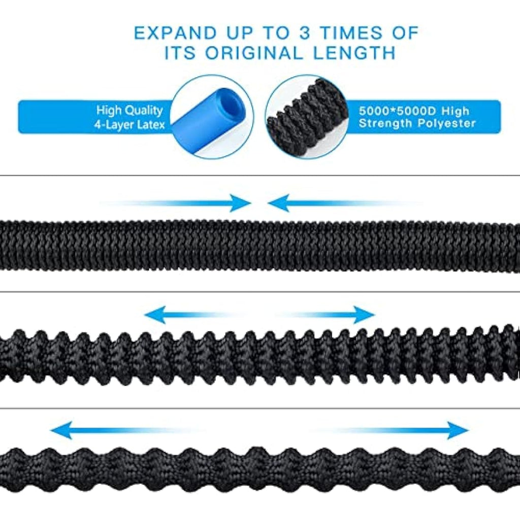 HmiL-U 50ft Expandable Garden Hose | Double Latex Tube with 9-Way Spray Gun