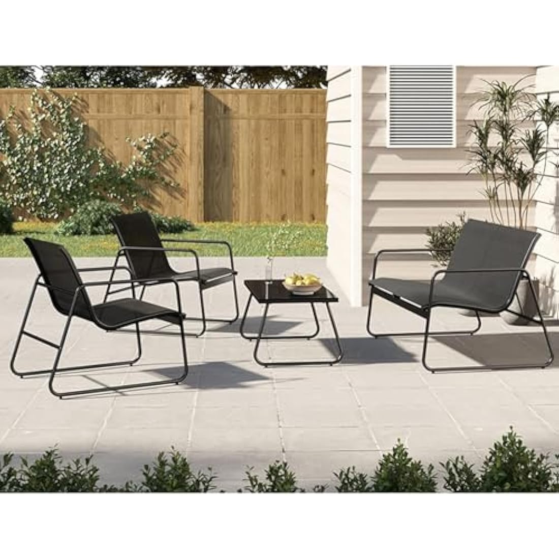 4-Piece Outdoor Patio Furniture Set – Steel Garden Conversation Set