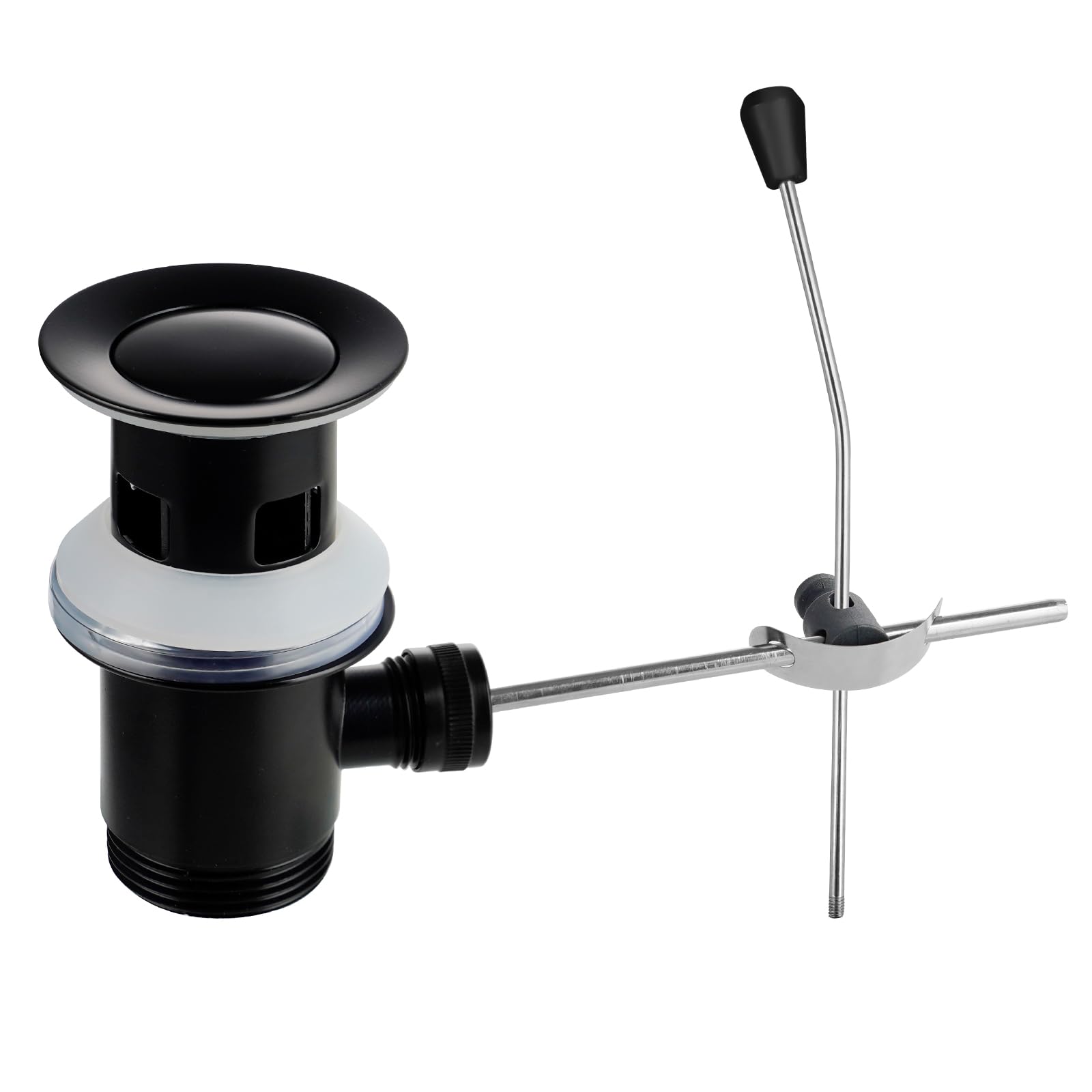 Hibbent 1 1/4" Pop-Up Basin Sink Waste Plug with Pull Rod Kit, Matte Black
