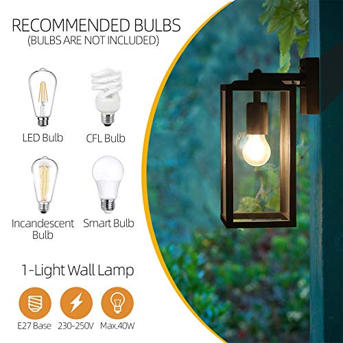 HLFVLITE Outdoor Wall Light | Modern Matte Black Aluminum Exterior Lantern