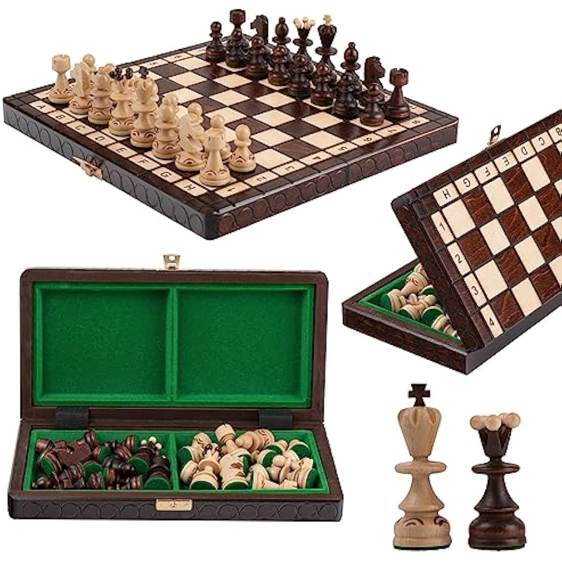 Pearl Wooden Chess Set – Handcrafted 12in Travel Board
