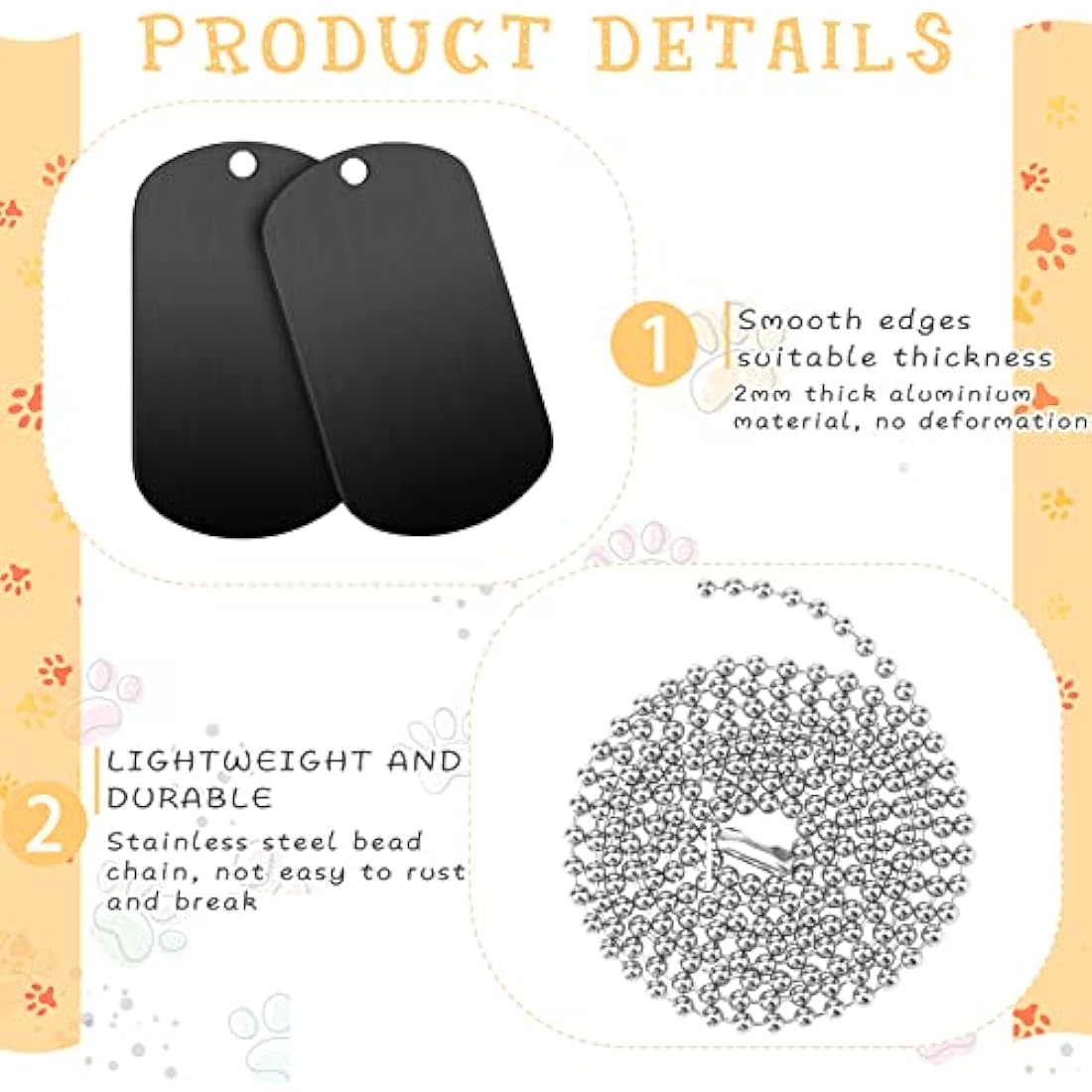 Jolof Store 200 Pcs Blank Dog Tags Set – Black Aluminum Metal Stamping Tags