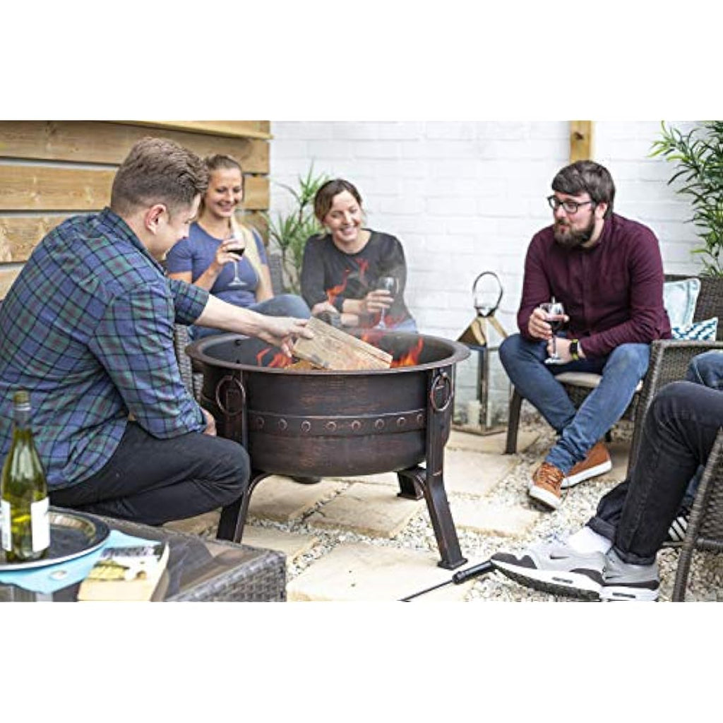 La Hacienda Brava Large Steel Firepit | Deep Bowl Bronze Effect