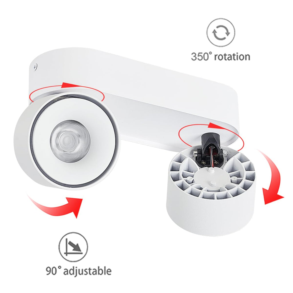 Budbuddy 2x12W LED Ceiling Spotlights | Swivel Aluminum Surface Downlight