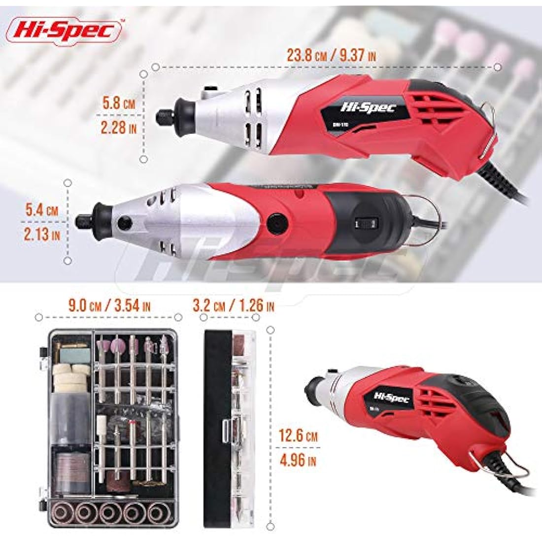 Hi-Spec 170W Rotary Tool Kit | 121 Piece Dremel Compatible Set