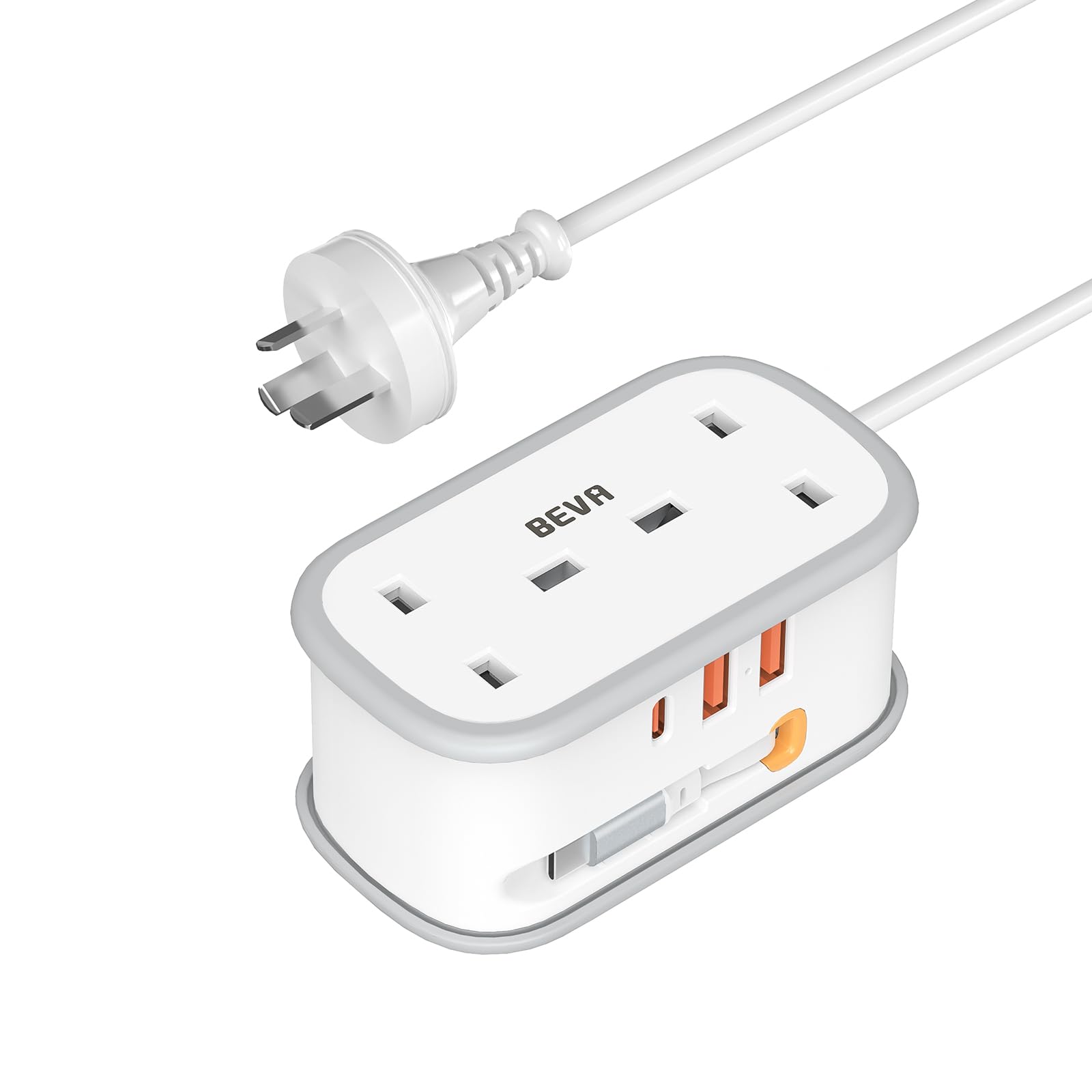 BEVA UK to Australia Plug Adapter | 1.5M Extension with USB-C Cable