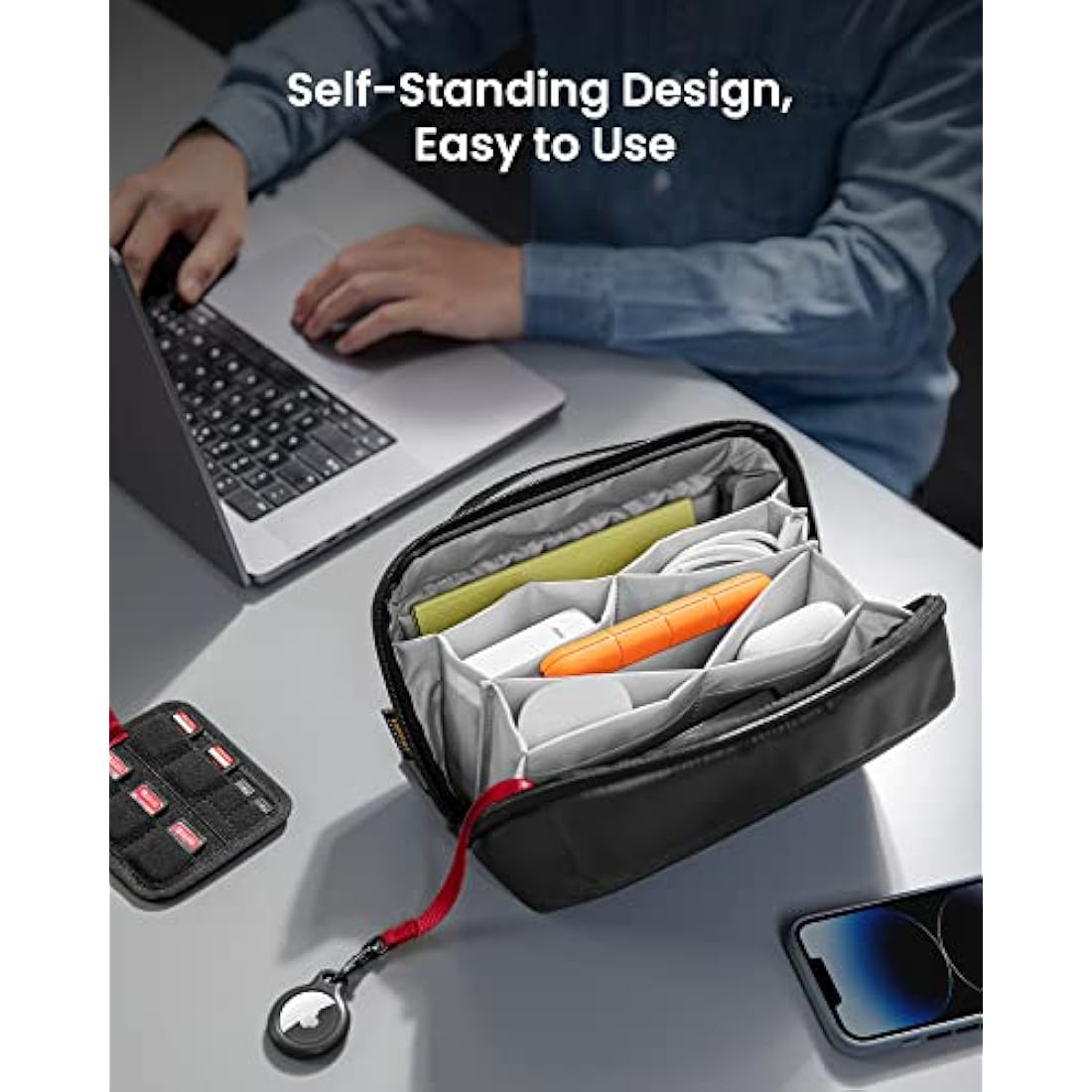 tomtoc Navigator-T13 Tech Pouch – Water-Resistant Electronic Organizer