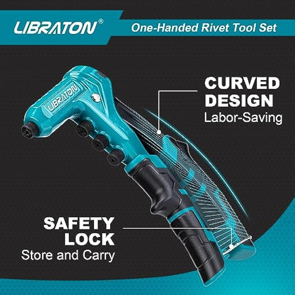 Libraton One-Handed Rivet Gun Set | Professional Hand Riveter with 200 Rivets