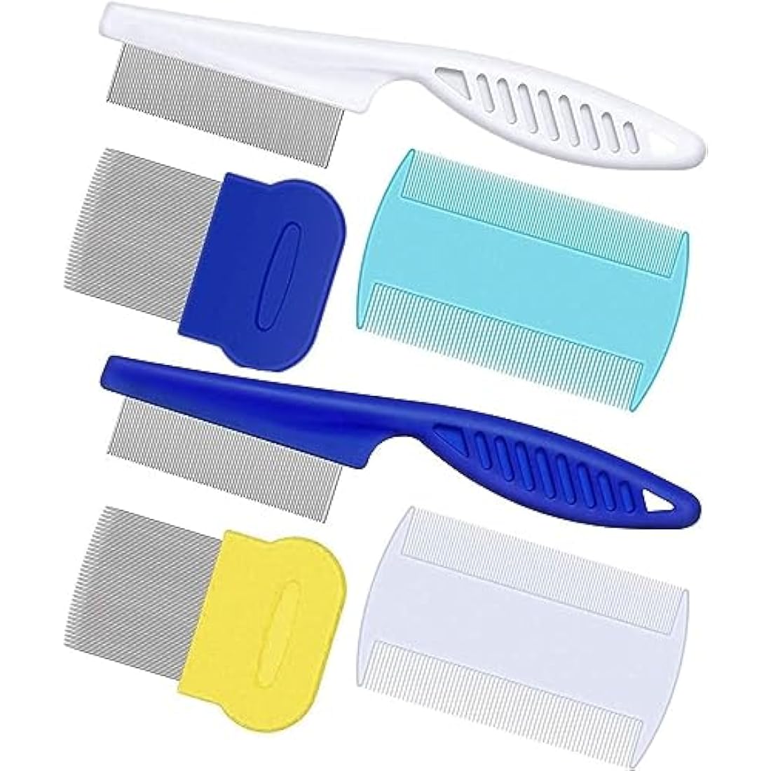 AOSEA 6-Piece Flea Comb Set for Cats and Dogs – Stainless Steel Grooming Kit