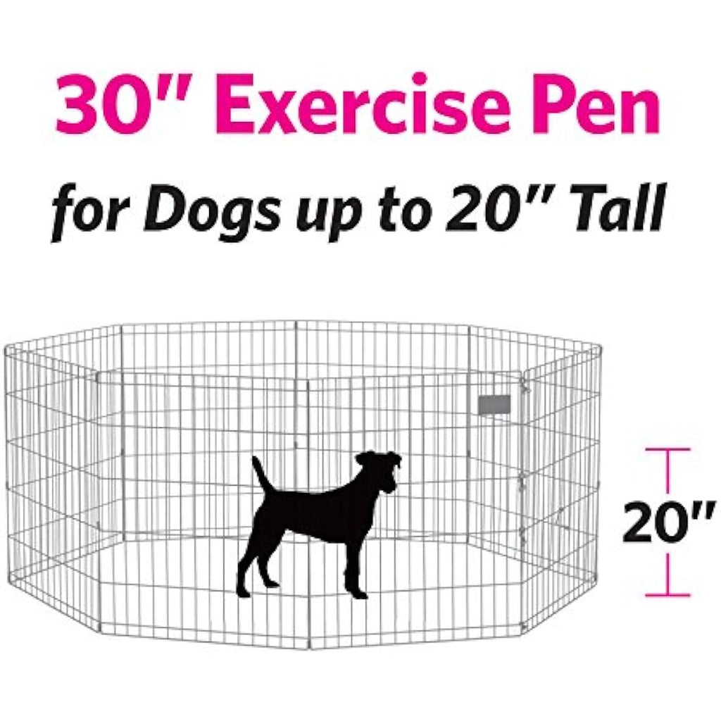 New World Metal Dog Exercise Pen | 76cm Black Portable Pet Playpen