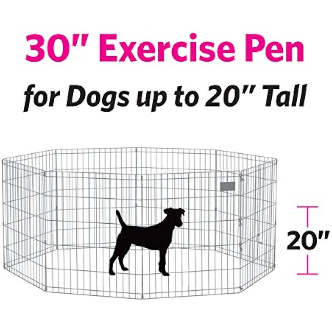 New World Metal Dog Exercise Pen | 76cm Black Portable Pet Playpen