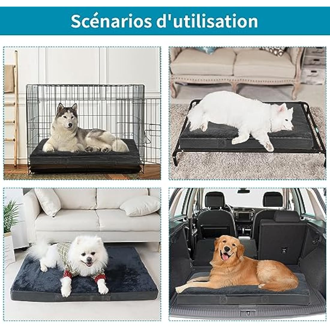 Nepfaivy Orthopedic Dog Bed – Waterproof Washable Plush Mattress, Dark Grey