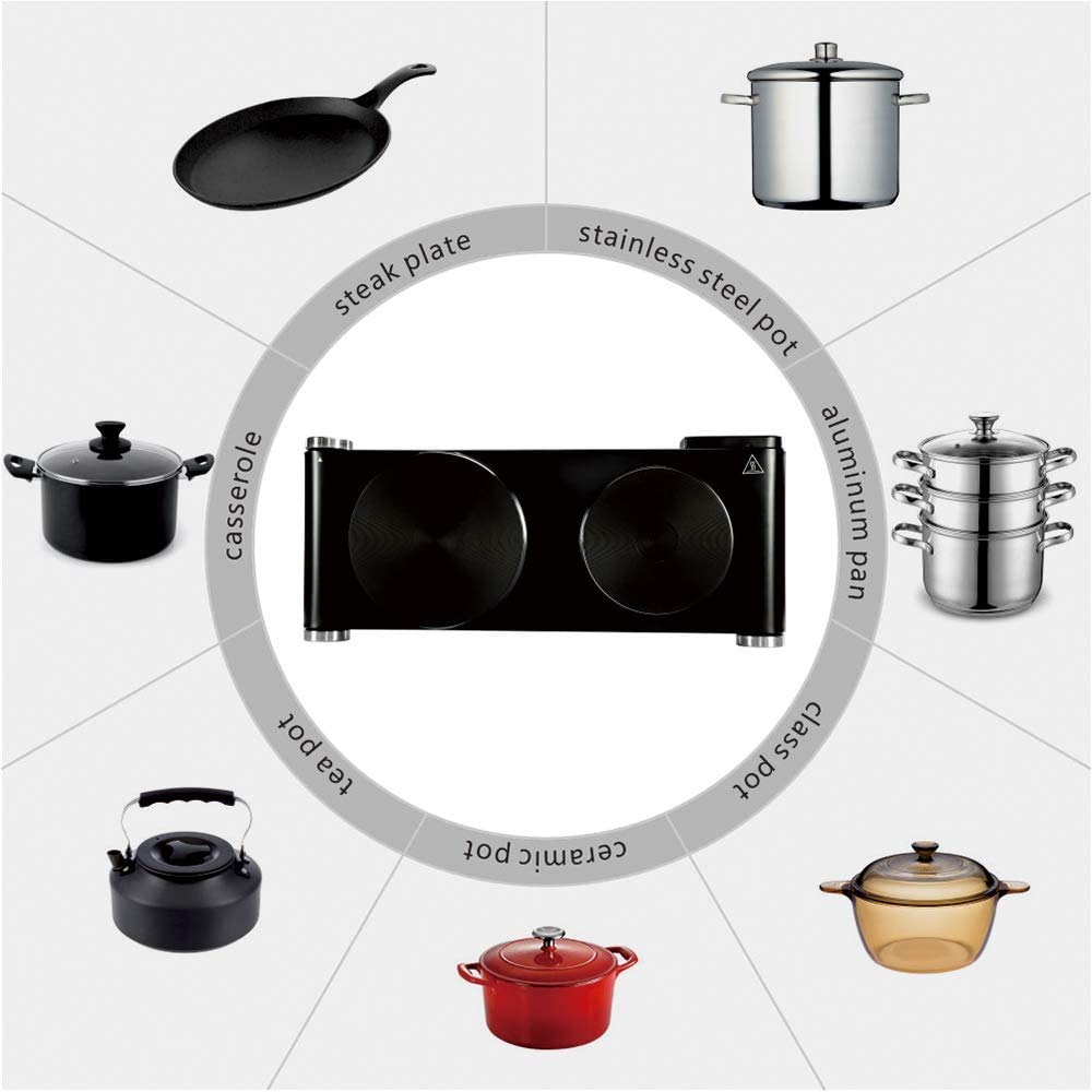 CUSIMAX Double Hot Plate | 2500W Portable Electric Hob with Cast Iron Rings