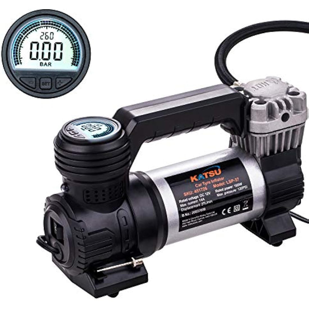 KATSU 12V Portable Digital Car Tyre Inflator | 120PSI Air Compressor