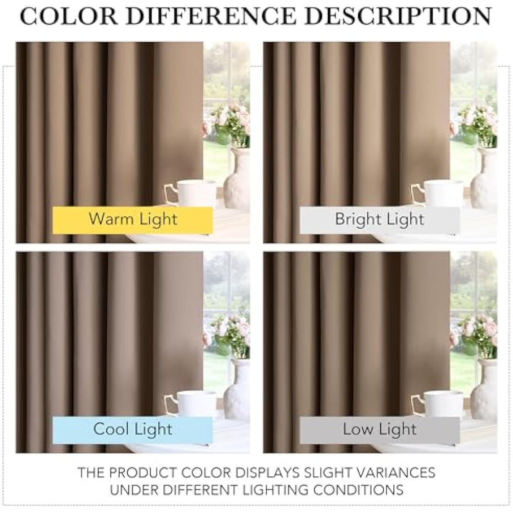 PONY DANCE Blackout Eyelet Curtains – Thermal Light Blocking Drapes, Mocha