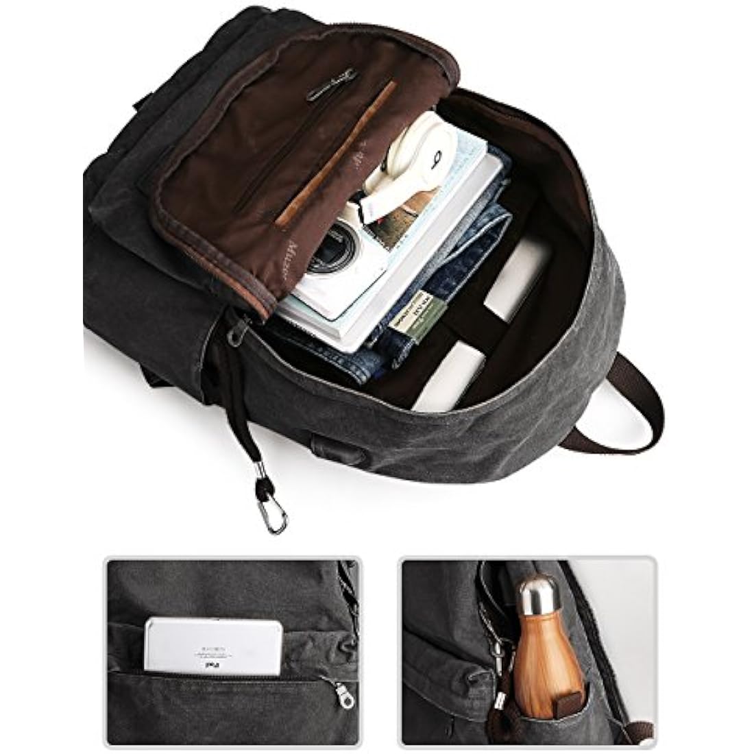 Muzee Canvas Laptop Backpack – Anti-Theft School Daypack with USB Port