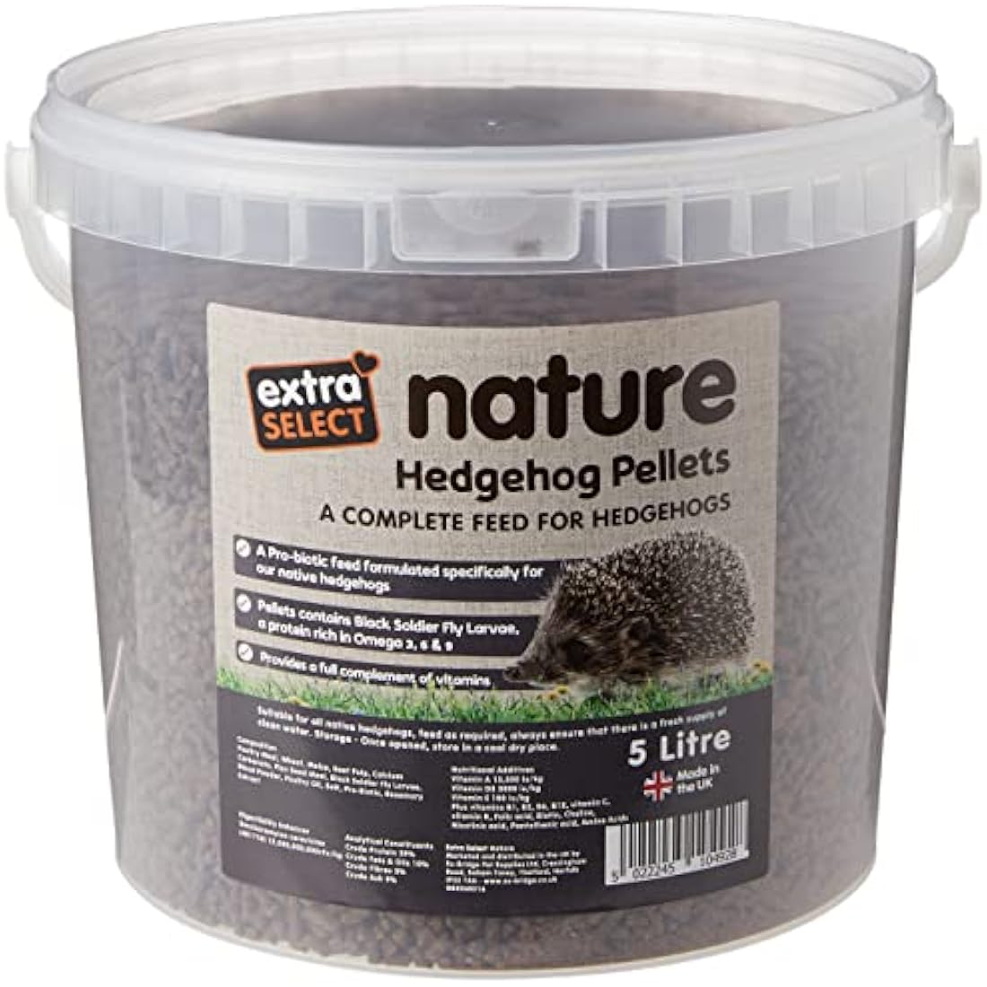 Extra Select Nature Hedgehog Pellet Food – Chicken Based Feed, 5L Tub