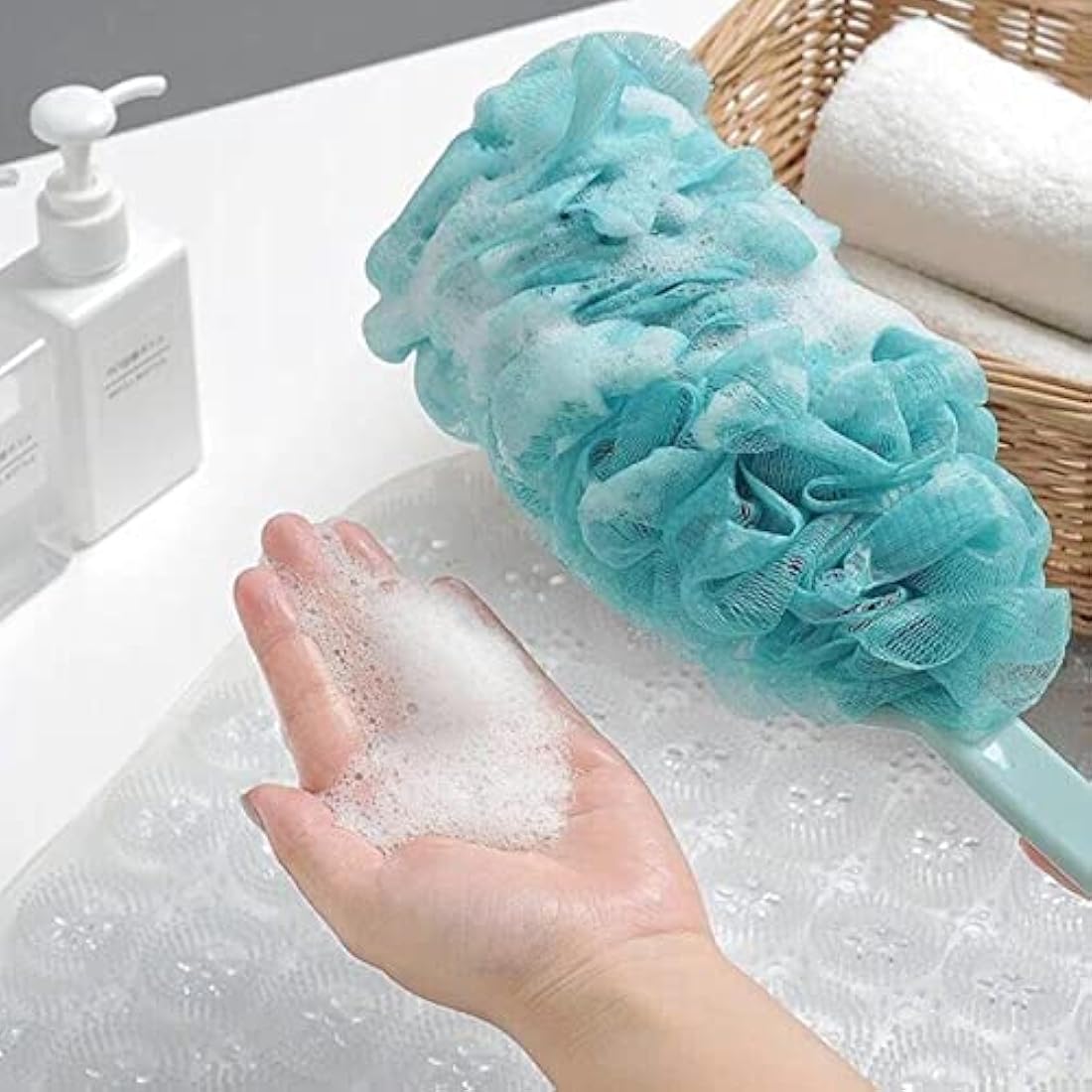 2-Pack Long Handle Back Scrubber - Exfoliating Loofah Brush